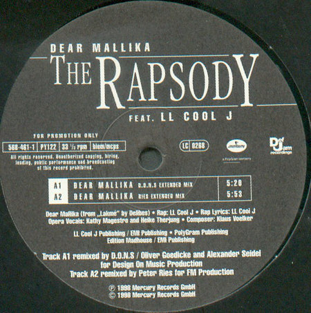 The Rapsody Feat. LL Cool J : Dear Mallika (12", Promo)