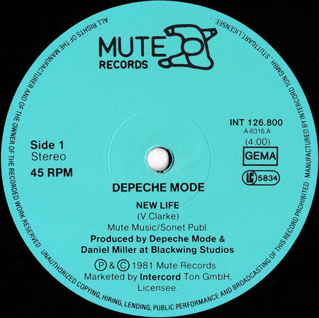 Depeche Mode : New Life (12", Maxi, RP)