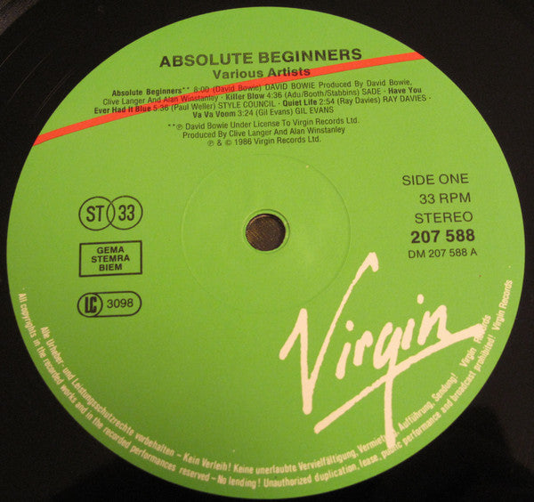 Various : Absolute Beginners The Musical (Songs From The Original Motion Picture) (LP, Album)