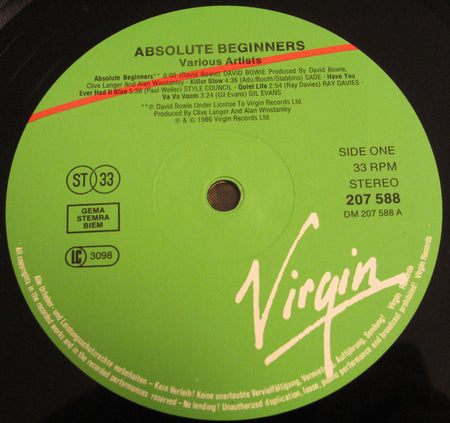 Various : Absolute Beginners The Musical (Songs From The Original Motion Picture) (LP, Album)