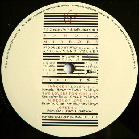 Sandra : Mirrors (LP, Album)