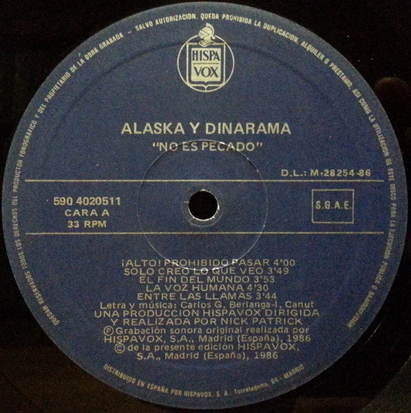 Alaska Y Dinarama : No Es Pecado (LP, Album)