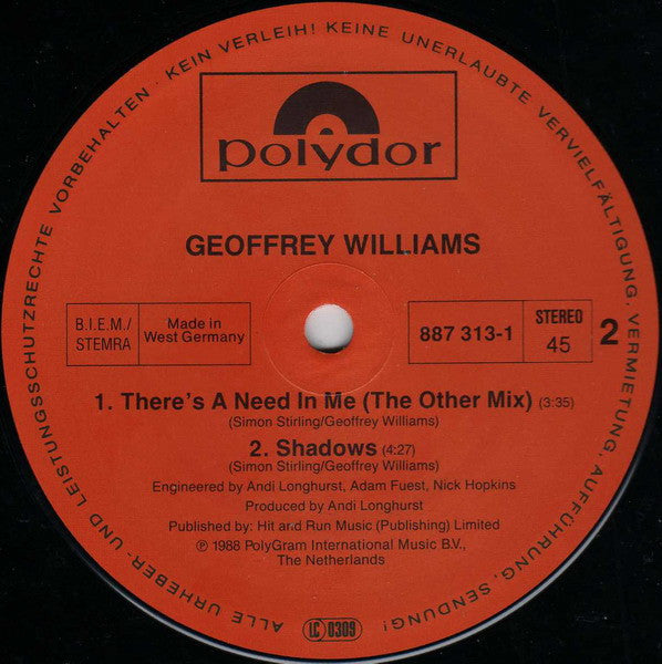 Geoffrey Williams : There's A Need In Me (12")