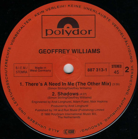 Geoffrey Williams : There's A Need In Me (12")