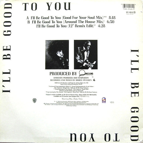 Quincy Jones Featuring Ray Charles And Chaka Khan : I'll Be Good To You (12", Maxi)