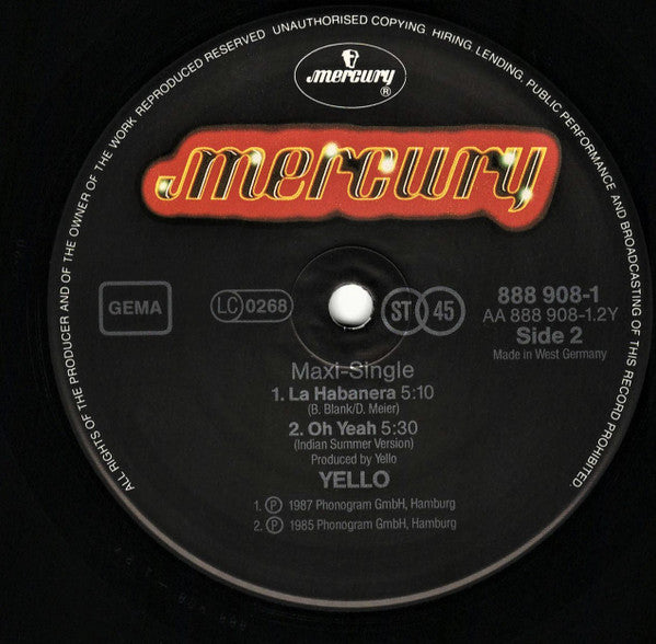 Yello : Oh Yeah (12", Maxi, Wit)