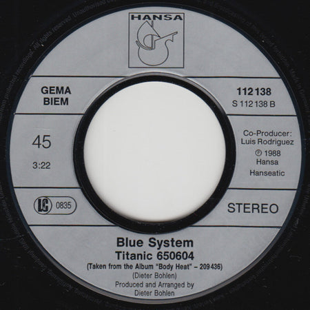 Blue System : Love Suite (Remix '89) (7", Single)