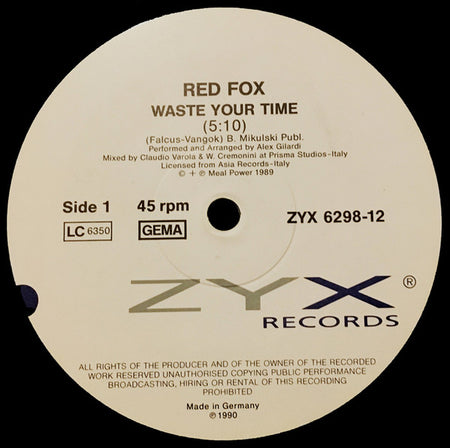 Red Fox : Waste Your Time (12")