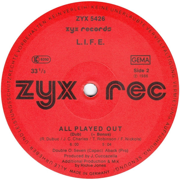 L.I.F.E. : All Played Out (12")