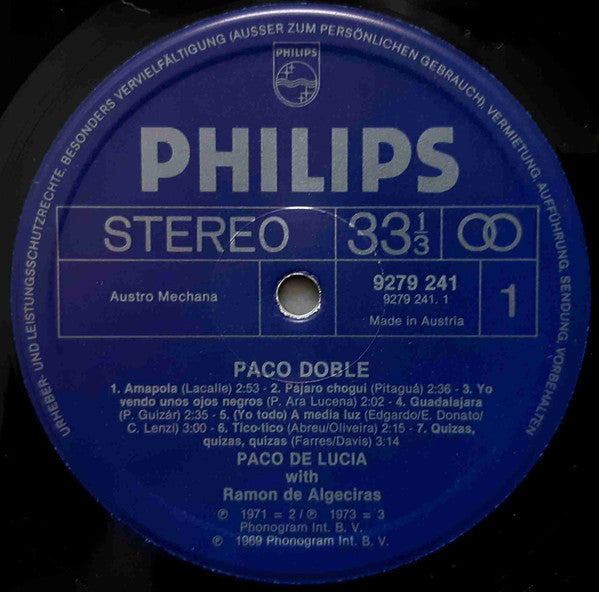 Paco De Lucía, Paco Peña : Paco Doble (LP, Comp)