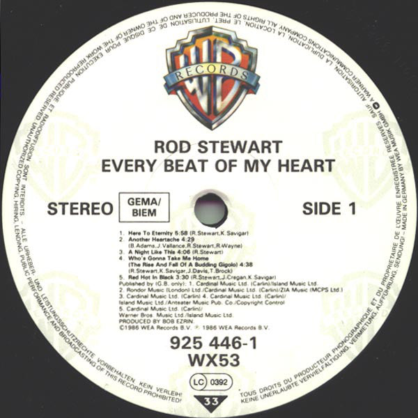 Rod Stewart : Every Beat Of My Heart (LP, Album, RSA)