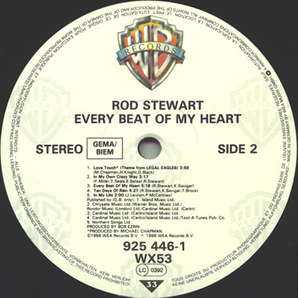 Rod Stewart : Every Beat Of My Heart (LP, Album, RSA)