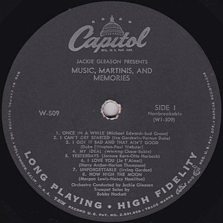 Jackie Gleason : Music, Martinis, And Memories (LP, Album, Mono, RP)