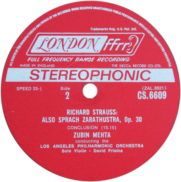 Richard Strauss, Los Angeles Philharmonic Orchestra, Zubin Mehta : Also Sprach Zarathustra (LP, Album)