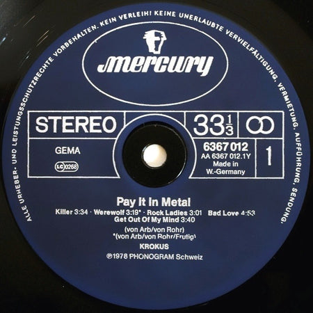 Krokus : Pay It In Metal (LP, Album, RE)