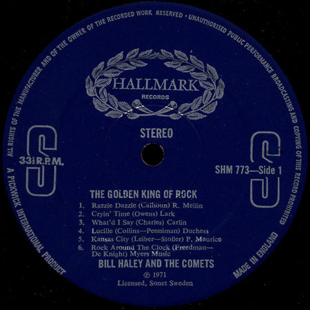 Bill Haley And His Comets : The Golden King Of Rock (LP, Comp)