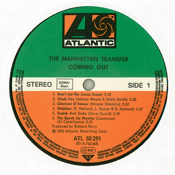 The Manhattan Transfer : Coming Out (LP, Album, RE)