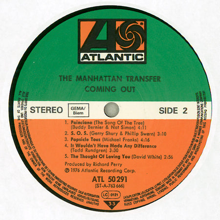 The Manhattan Transfer : Coming Out (LP, Album, RE)