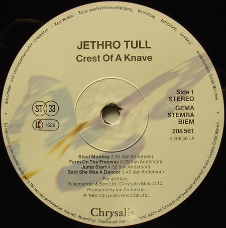 Jethro Tull : Crest Of A Knave (LP, Album, Emb)