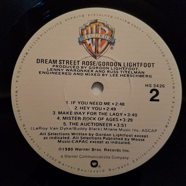 Gordon Lightfoot : Dream Street Rose (LP, Album, Los)