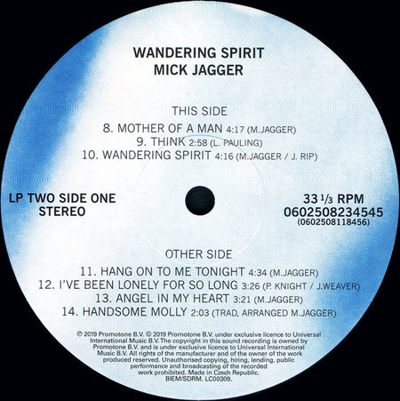 Jagger* : Wandering Spirit (2xLP, Album, RE, RM)