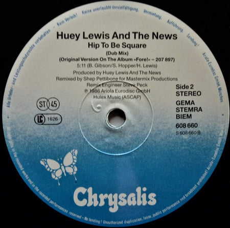 Huey Lewis & The News : Hip To Be Square (12", Maxi)