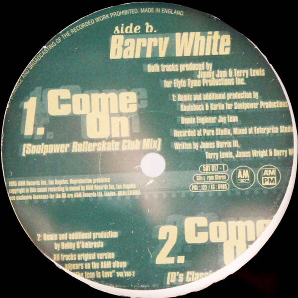 Barry White : I Only Want To Be With You / Come On (12")