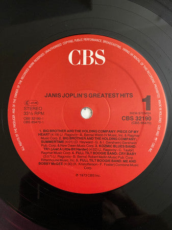 Janis Joplin : Janis Joplin's Greatest Hits (LP, Comp, RE)