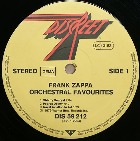 Frank Zappa : Orchestral Favorites (LP, Album)