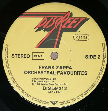 Frank Zappa : Orchestral Favorites (LP, Album)