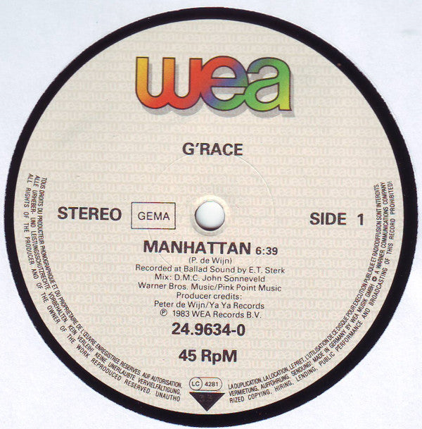 G'Race : Manhattan (12", Maxi)