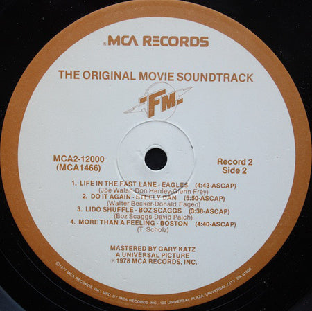 Various : FM (The Original Movie Soundtrack) (2xLP, Album, Comp, Glo)