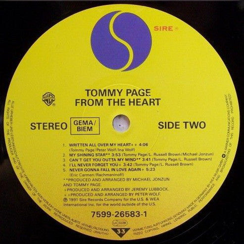 Tommy Page : From The Heart (LP, Album)