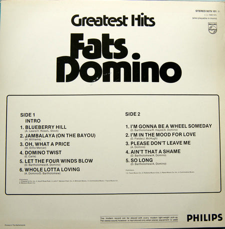 Fats Domino : Greatest Hits (LP, Comp, RE)
