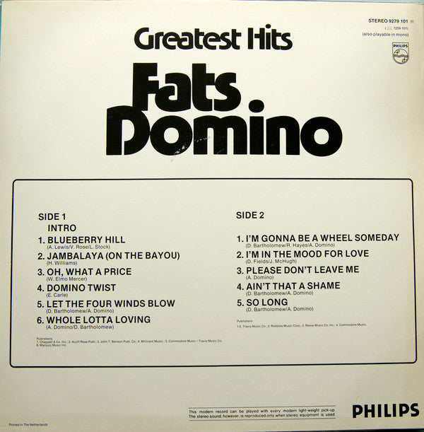 Fats Domino : Greatest Hits (LP, Comp, RE)