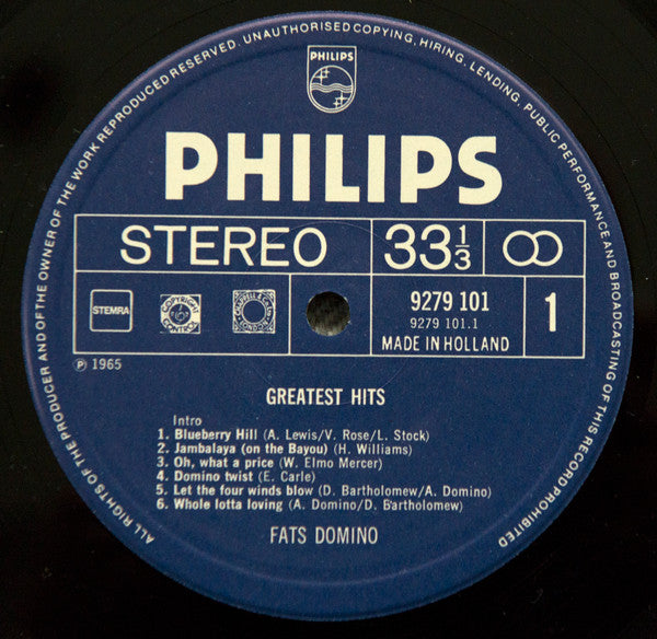 Fats Domino : Greatest Hits (LP, Comp, RE)