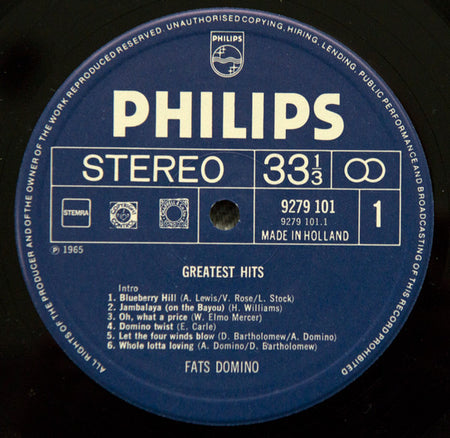 Fats Domino : Greatest Hits (LP, Comp, RE)