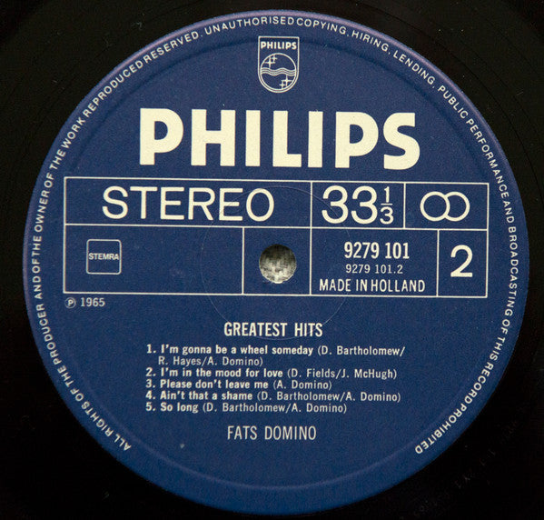 Fats Domino : Greatest Hits (LP, Comp, RE)