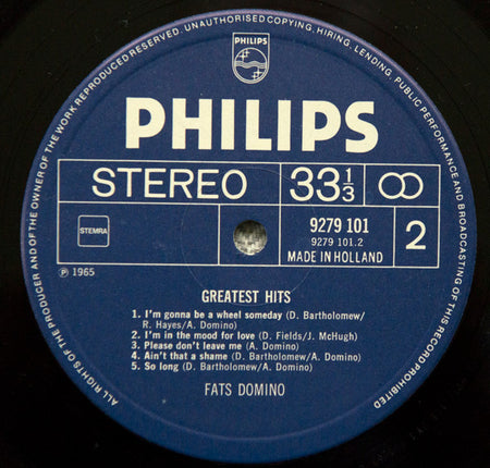 Fats Domino : Greatest Hits (LP, Comp, RE)