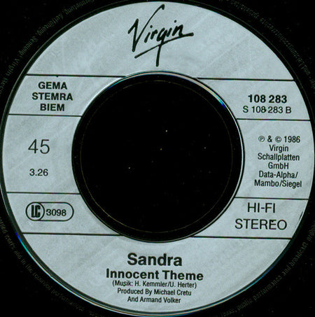 Sandra : Innocent Love (7", Single)