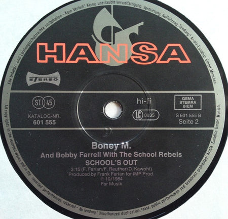 Boney M. And Bobby Farrell With The School Rebels : Happy Song (Clubmix) (12", Maxi, Bar)