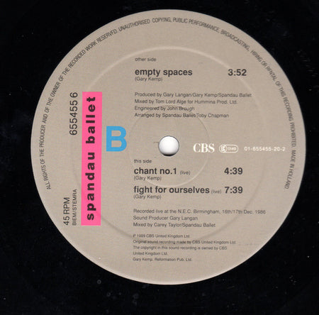Spandau Ballet : Empty Spaces (12")