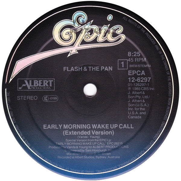 Flash & The Pan : Early Morning Wake Up Call (Extended Remixed Version)  (12", Maxi, Bla)