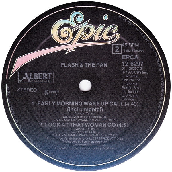 Flash & The Pan : Early Morning Wake Up Call (Extended Remixed Version)  (12", Maxi, Bla)