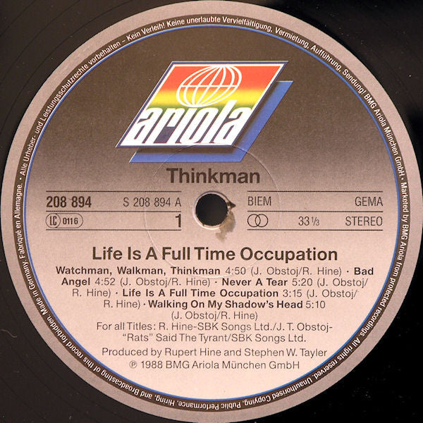 Thinkman : Life Is A Full Time Occupation (LP, Album)
