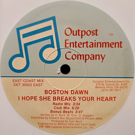 Boston Dawn : I Hope She Breaks Your Heart (12", Whi)