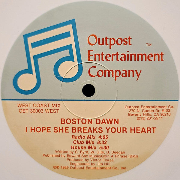Boston Dawn : I Hope She Breaks Your Heart (12", Whi)