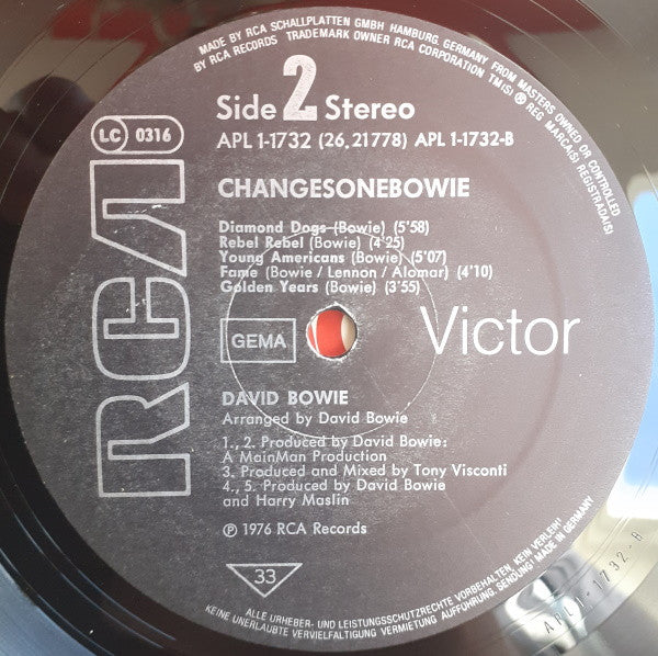 David Bowie : ChangesOneBowie (LP, Comp, RE, Bla)