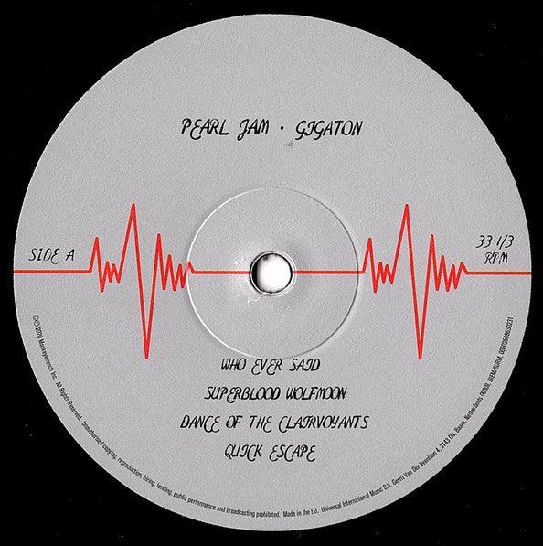 Pearl Jam : Gigaton (LP + LP, S/Sided, Etch, "Is + Album)
