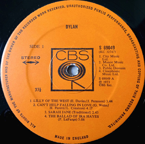 Bob Dylan : Dylan (LP, Album)